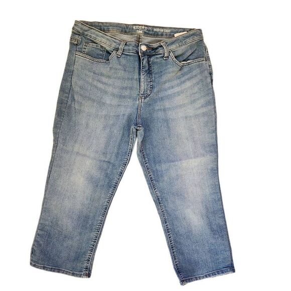 Riders women's lee blue denim mid-rise Capri cropped jeans - Picture 6 of 6